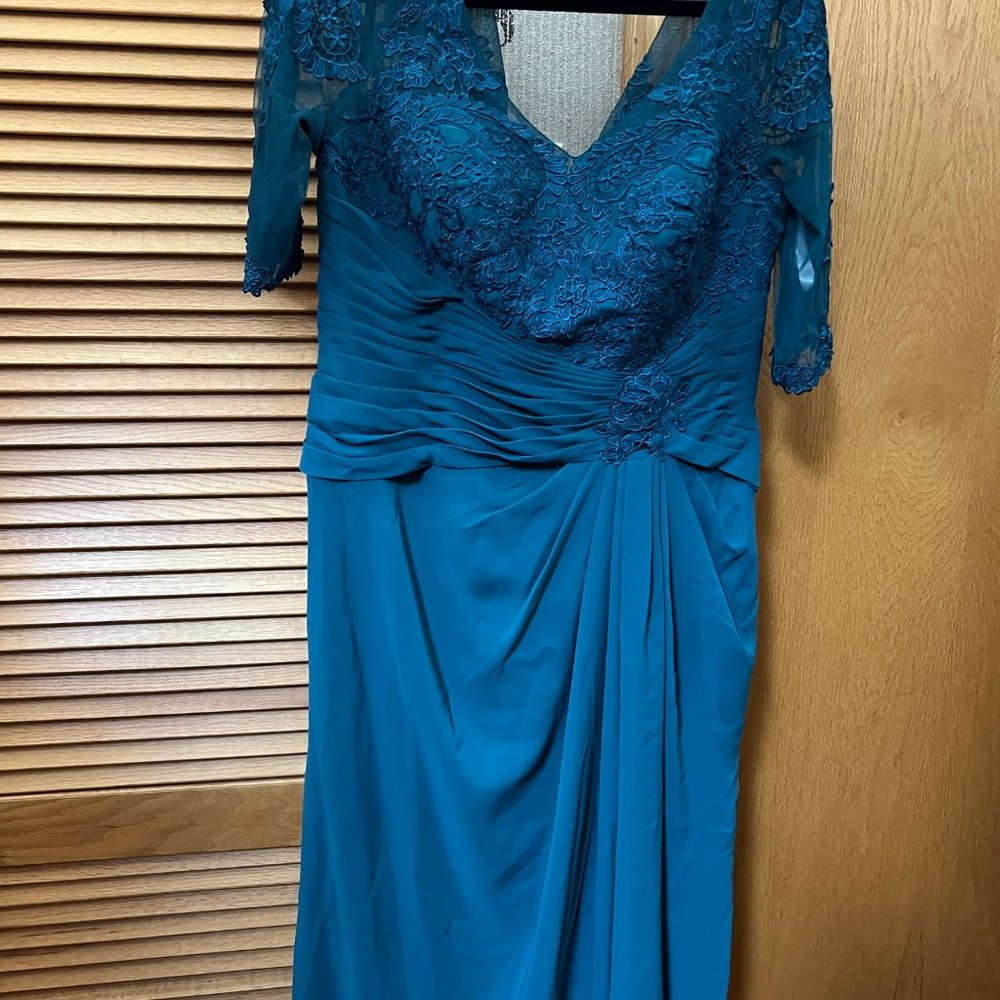 NWT Full coverage elegant dress - peacock color